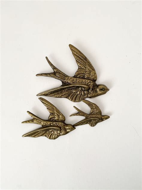 Brass Flying Swallows Brass Birds Wall Decor Etsy Uk Bird Wall