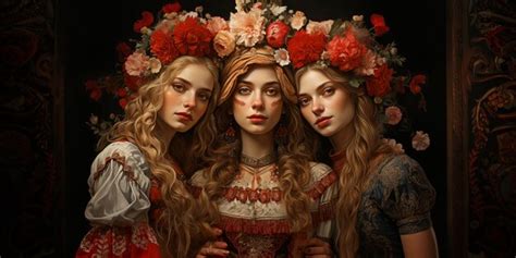 Premium AI Image | three women in renaissance dress posing for a photo ...