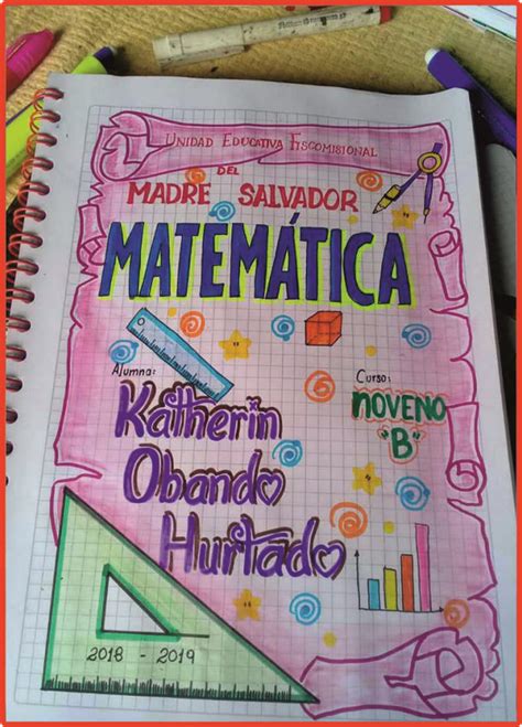 Material Educativo 40 Diseños Para Caratulas Para Matemática Fáciles De Dibujar