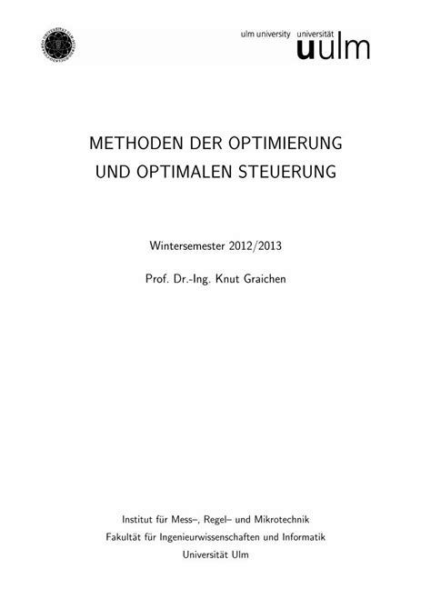 PDF Skriptum Methoden Der Optimierung Und Optimalen Steuerung C