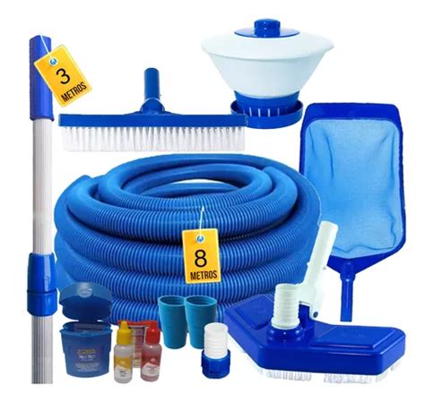 Kit Limpeza Para Piscinas Fibra Vinil Alvenaria Mangueira 8m Frete grátis