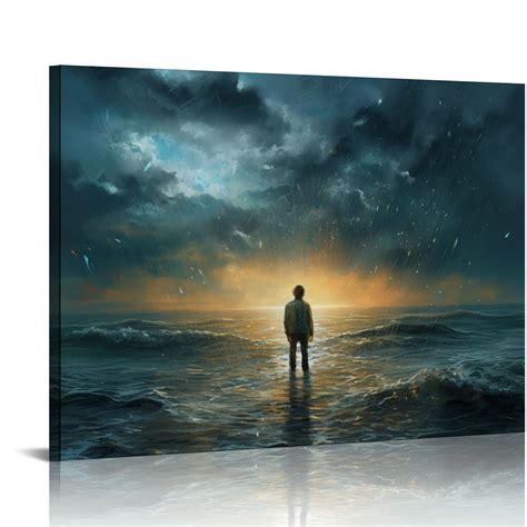 Florid Religious Canvas Paintings Jesus Walking On Water Wall Art