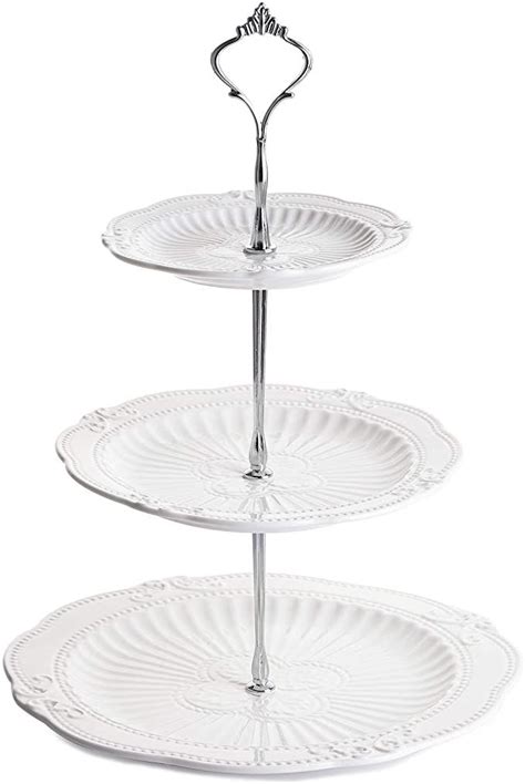 Bekith 2 Pack 3 Tier Porcelain Cupcake Stand White Elegant Tiered