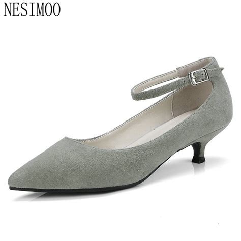 NESIMOO 2018 Women Pumps Cow Suede Fashion Pointed Toe Thin High Heel