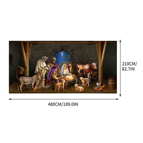 Ckraxd Nativity Scene Garage Door Banner For Christmas Large Merry