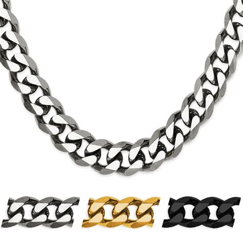 Uomo Collana Catena Acciaio Inox Maglia Grumetta Bracciale Oro Argento