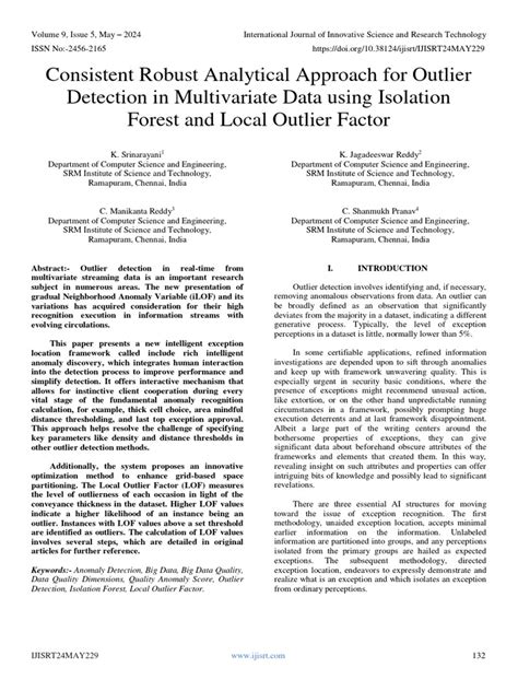 Consistent Robust Analytical Approach For Outlier Detection In