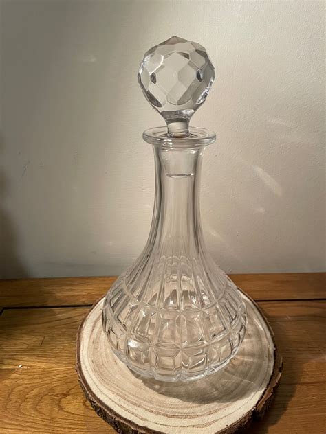 Vintage Cut Glass Ships Decanter Etsy