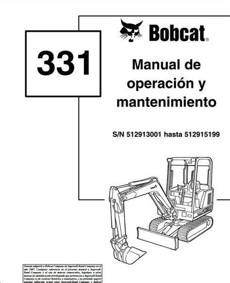 Bobcat Excavator 331 331e 334 Operation And Maintenance Manual Es