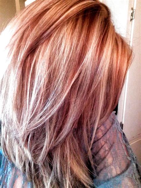 Light Blonde With Red Lowlights For Fall Blonde Hair Color Balayage