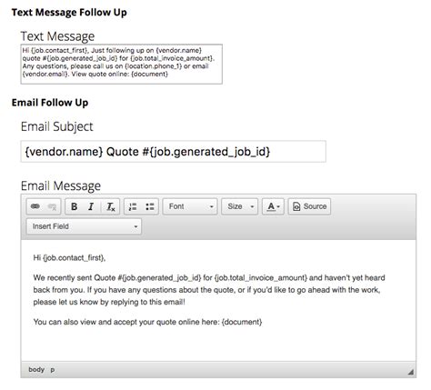 Quote Follow Up Email Template