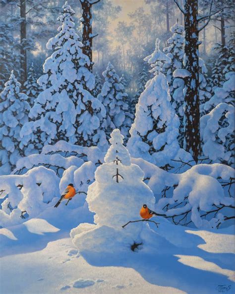 Sunny winter day Painting by OLEG POTASKUEV | Saatchi Art