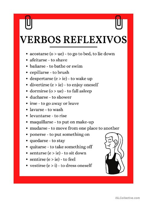 Verbos Reflexivos Worksheet