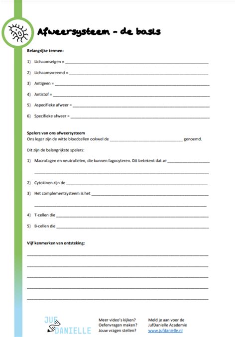 Actieve Samenvatting Afweersysteem Juf Danielle