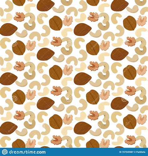 Walnut Seamless Pattern Traditional Nuts Nack Healthy Food Background