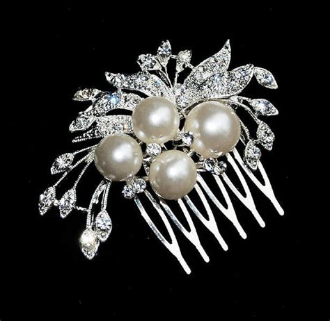 Sale Rhinestone Pearl Bridal Hair Comb Wedding Jewelry Crystal Etsy