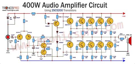 400w Amplifier Circuit Diagram Using 2sc5200 Tronicspro