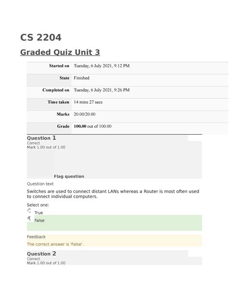 Cs Graded Quiz Unit Cs Graded Quiz Unit Started On