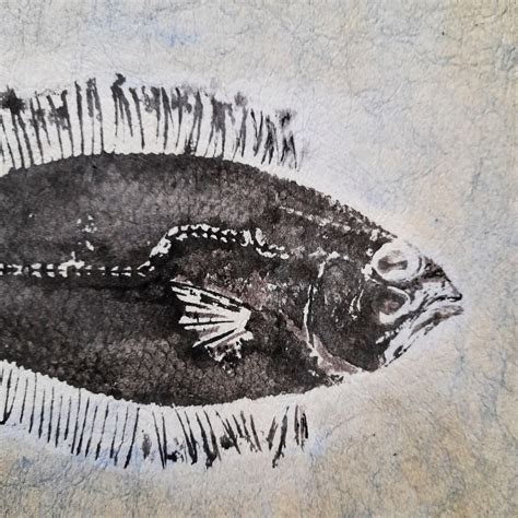 Original Gyotaku Fish Print Spotted Flounder Etsy