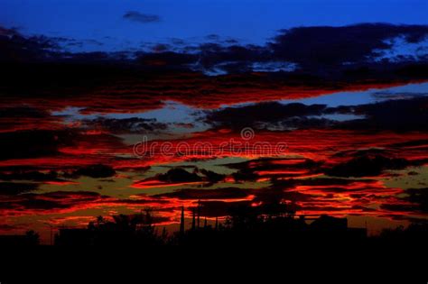 Red Clouds On A Deep Blue Sky Stock Photo Image Of Nubes Clouds