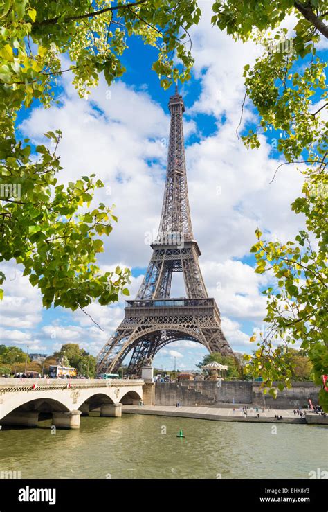 The Eiffel Tower In Paris France Seen From The Other Side Of The