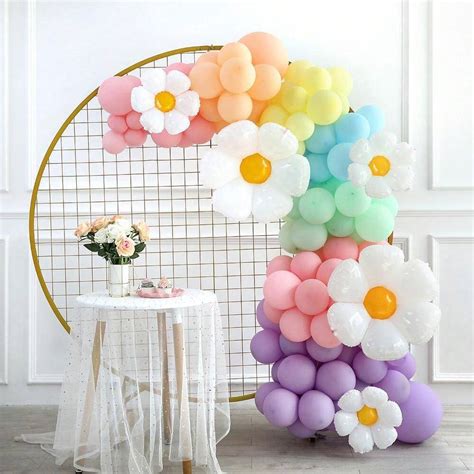 121 Piezas Set Arco Con Guirnalda De Globos Con Margaritas Globos De