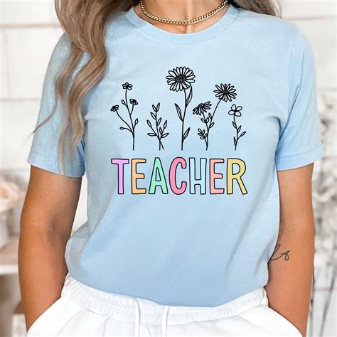 Teacher T Floral Iron On Transfers Teacher Pastel Wildflower Sublimation And Dtf Iron On