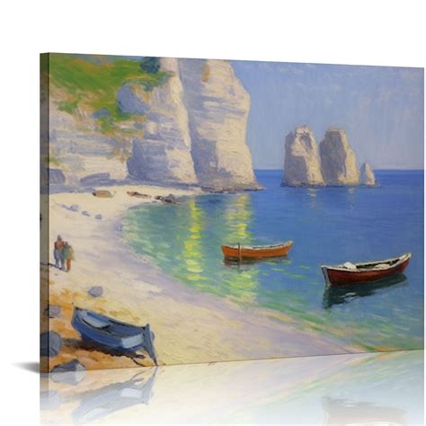 Nawypu Étretat The Beach and The Falaise DAmont by Claude Monet