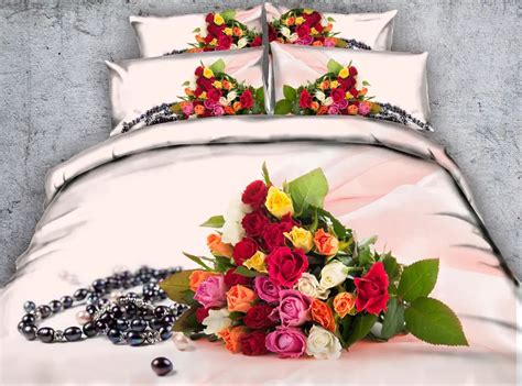 Romantic Rose Flower 3d Reactive Printed Bedding Set Quilt Duvet Covers