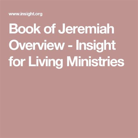 Book Of Jeremiah Overview Insight For Living Ministries Book Of