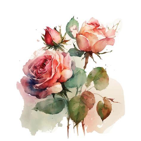 Premium Vector Red Rose Painting Watercolor 11