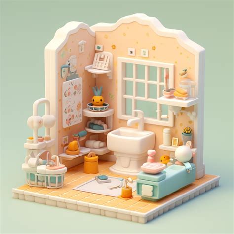 Premium AI Image | a toy house with a sink and a bed