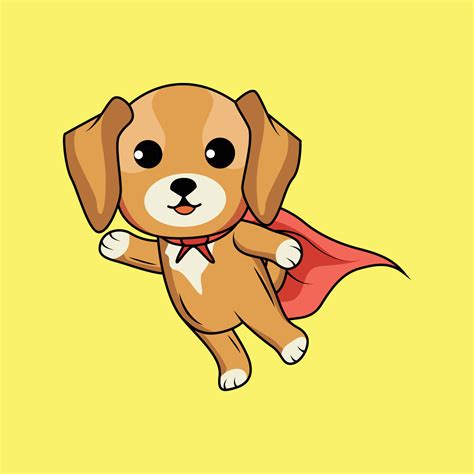 Cute superhero Dog Cartoon Sticker vector Illustration 22795473 Vector ...