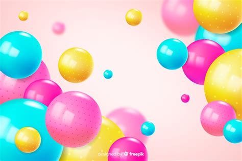 Fondo De Bolas Brillantes Que Fluye Realista Colorido Vector Gratis