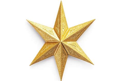 Golden Christmas Star Isolated On White Background Top View Premium