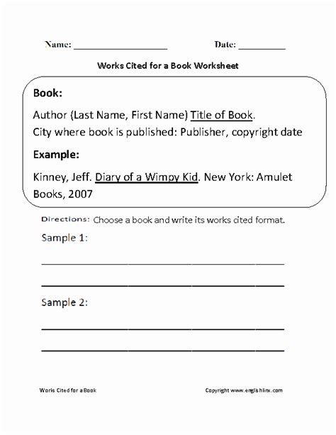 Mla Citation Practice Worksheets With Answers