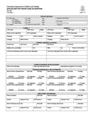 Fillable Online Ct Application For Foster Care Or Adoption Ct Fax