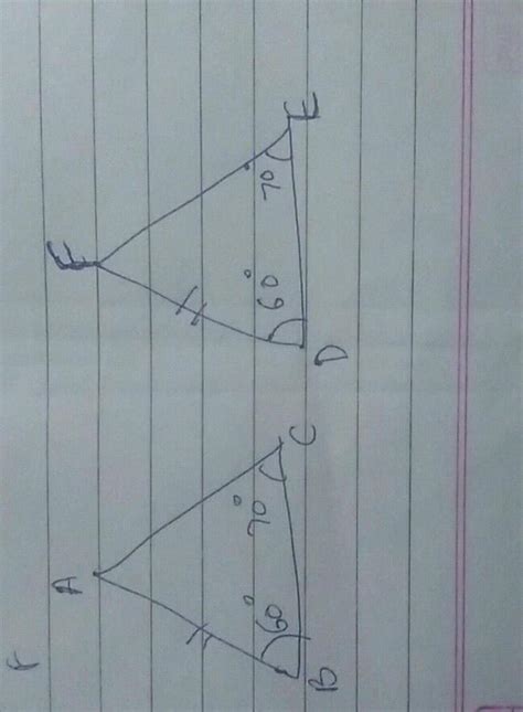 Delta A B C And Delta D E F Are Two Triangles In Which A B