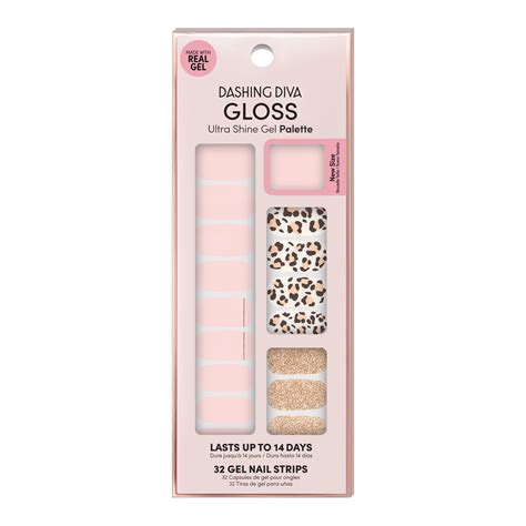 Dashing Diva Gloss Polish Nail Art Gel Strips Cheetah Licious 32 Ct