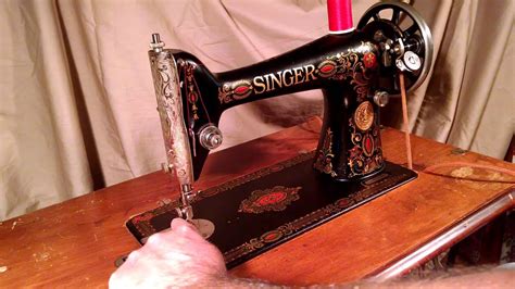 Rare Serviced Antique 1924 Singer 66 4 Red Eye Treadle Sewing Machine