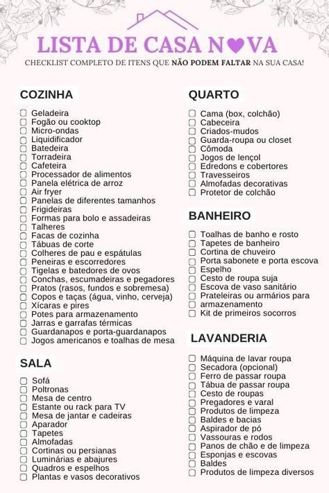 Básico Lista De Enxoval De Casa - Lista De Enxoval De Casa Nova