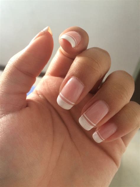 Pink French Tips With Orange Line