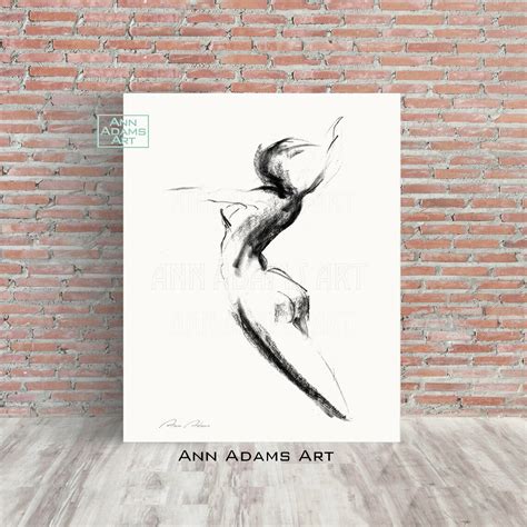 Set Of Charcoal Drawing Nudeart Nude Sketch Minimalist Etsy