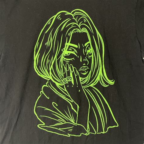 Billie Eilish Tour Merch Black Graphic T-Shirt Green … - Gem