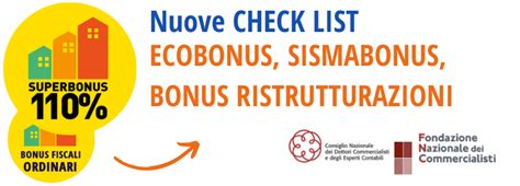 Nuove Check List Ecobonus Sismabonus Bonus Ristrutturazioni