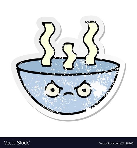 Distressed Sticker Of A Cute Cartoon Bowl Hot Vector Image