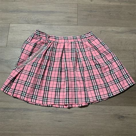 Hot Topic Pink Plaid Pleated Skirt Size Depop