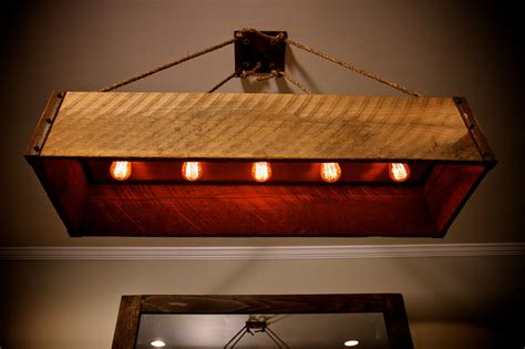 Seneca Studio - Rustic Lightbox Barn Chandelier of Wood, Steel & Copper