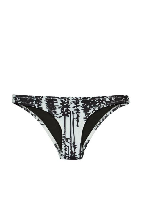 Bikini Manzanita Low Rise Cheeky Bikini Bottom Black White Evergreen Print Autumn