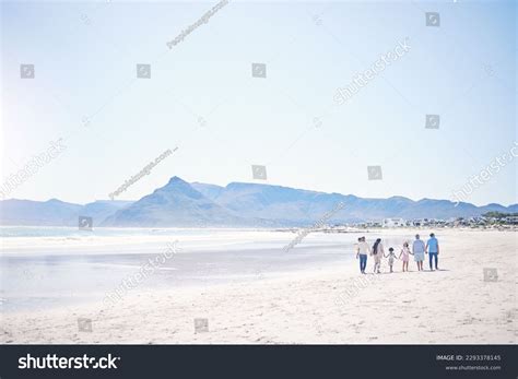 Family Beach Holding Hands Mockup Space Stock Photo 2293378145 ...